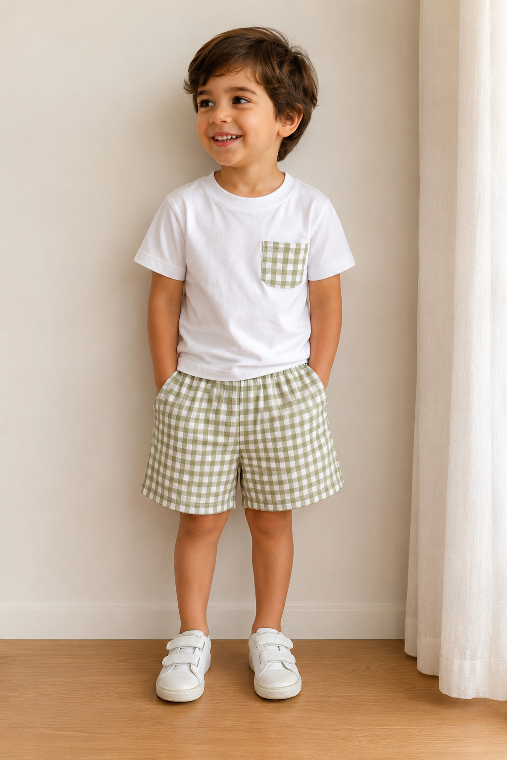 Conjunto Calção-TShirt (Xadrez Verde)